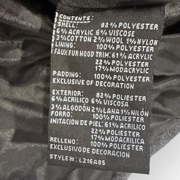 London Fog Jacket Faux Fur Hood Gray Coat Alpine Swiss Parka Size Girls Large 14 - Picture 8 of 16